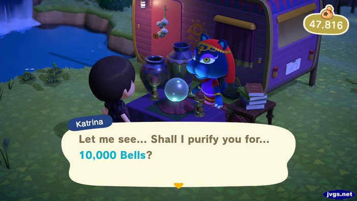 Katrina: Let me see... Shall I purify you for... 10,000 bells?