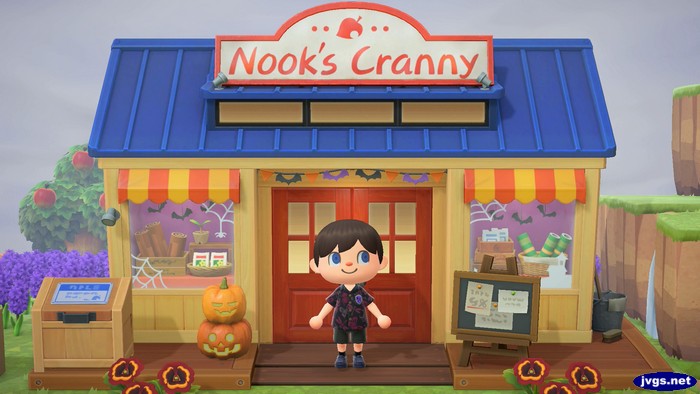 Nook's Cranny, decorated for Halloween.