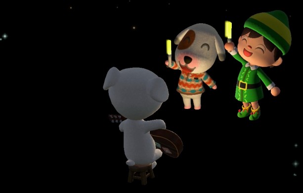 K.K. Slider performs for Bones and Jeff the elf.