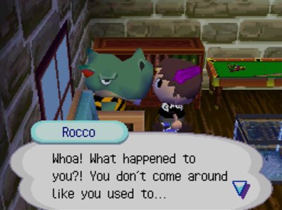Rocco: Whoa! What happened to you?! You don't come around like you used to...