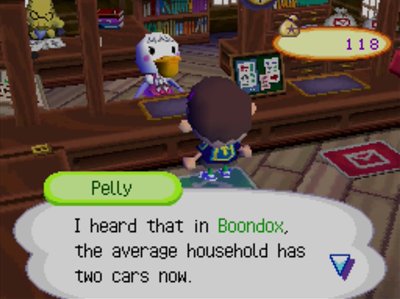 Pelly: I heard that in Boondox, the average household has two cars now.