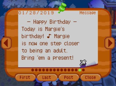 -Happy Birthday- Today is Margie's birthday! Margie is now one step closer to being an adult. Bring 'em a present!