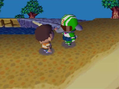 Big Top wearing the sailor's uniform in Animal Crossing: Wild World.