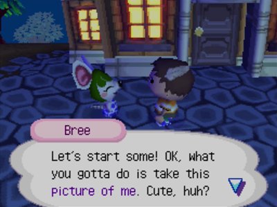 Bree: Let's start some! OK, what you gotta do is take this picture of me. Cute, huh?