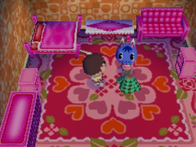 Rosie's pink room now features a lovely carpet.