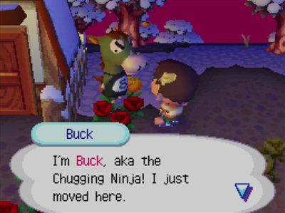 Buck: I'm Buck, aka the Chugging Ninja! I just moved here.