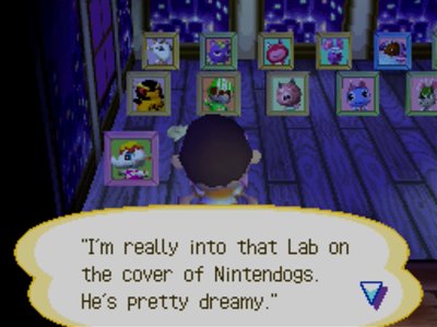 Quote on Goldie's pic: I'm really into that Lab on the cover of Nintendogs. He's pretty dreamy.