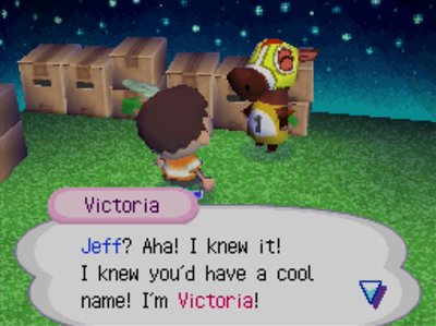 Victoria: Jeff? Aha! I knew it! I knew you'd have a cool name! I'm Victoria!