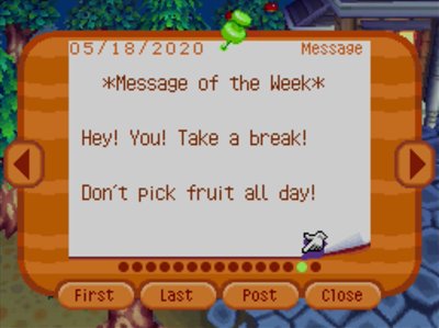 *Message of the Week* Hey! You! Take a break! Don't pick fruit all day!