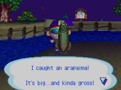 I caught an arapaima! It's big...and kinda gross!