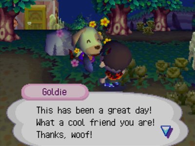 Goldie: This has been a great day! What a cool friend you are! Thanks, woof!