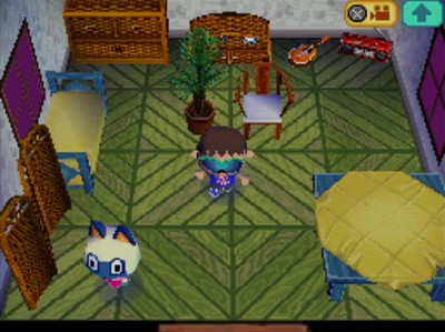 The inside of Mitzi's house in Animal Crossing: Wild World (ACWW).