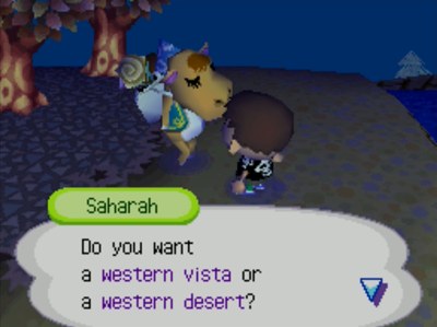 Saharah: Do you want a western vista or a western desert?