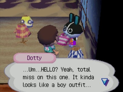 Dotty: ...Um...HELLO? Yeah, total miss on this one. It kinda looks like a boy outfit...