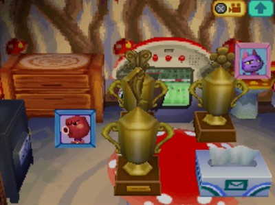 Octavian's pic in my mushroom room in Animal Crossing: Wild World (ACWW).