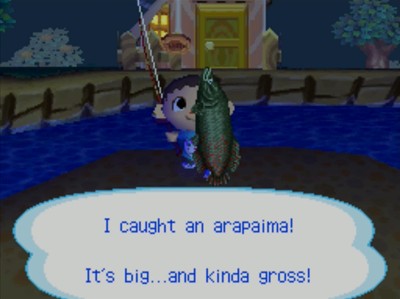 I caught an arapaima! It's big...and kinda gross!