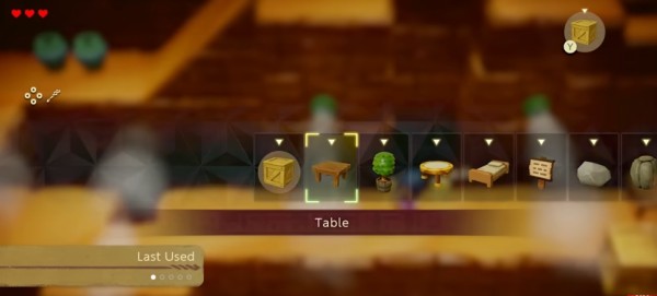 Selecting a table from a list of furniture.