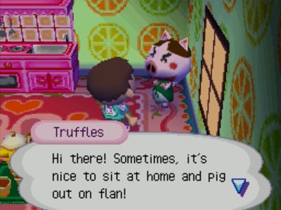 Truffles: Hi there! Sometimes, it's nice to sit at home and pig out on flan!