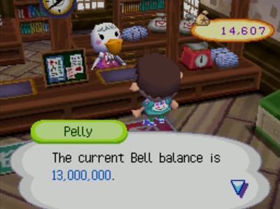 Pelly: The current bell balance is 13,000,000.