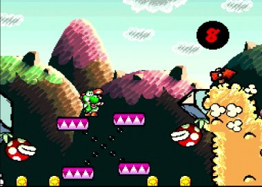 Screenshot of Yoshi's Island on SNES Classic.