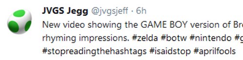 A tweet by JVGS Jegg, with a Yoshi egg avatar.