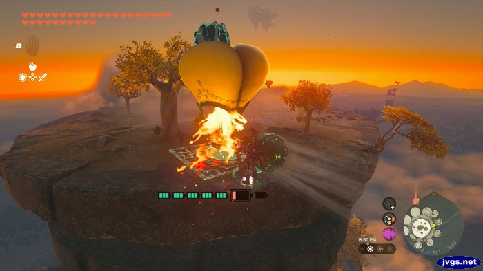 Using a balloon to fly to the top of Zonaite Forge Island in The Legend of Zelda: Tears of the Kingdom (TOTK).
