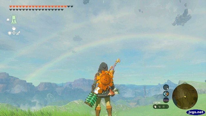 Link admires a double rainbow.