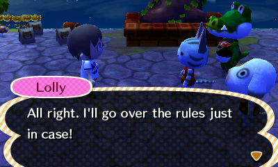 Lolly: All right, I'll go over the rules just in case!