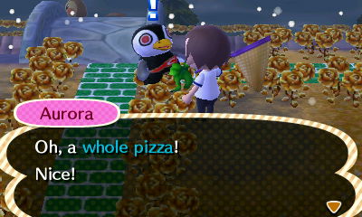 Aurora: Oh, a whole pizza! Nice!