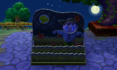 Jeff celebrates the autumn moon by sticking his face into a scarecrow's hole.