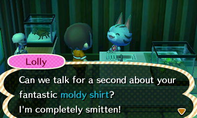 Lolly: Can we talk for a second about your fantastic moldy shirt? I'm completely smitten!