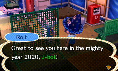 Rolf, seemingly in a cage: Great to see you here in the mighty year 2020, J-bot!