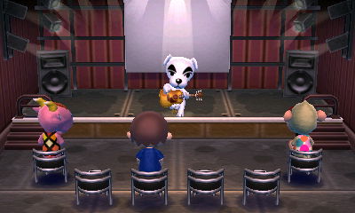 Velma and Elise join Jeff for a K.K. Slider musical performance at Club LOL.