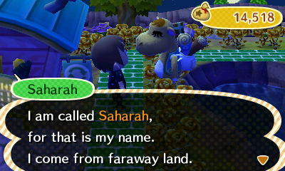 Saharah: I am called Saharah, for that is my name. I come from faraway land.