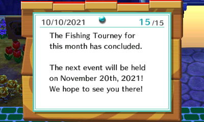 10/10/2021 The Fishing Tourney for this month has concluded. The next event will be held on November 20th, 2021! We hope to see you there!