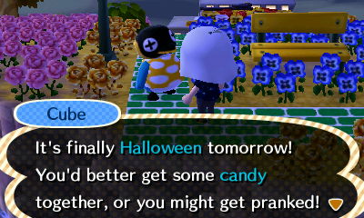 Cube: It's finally Halloween tomorrow! You'd better get some candy together, or you might get pranked!