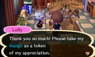 Lolly: Thank you so much! Please take my mango as a token of my appreciation.