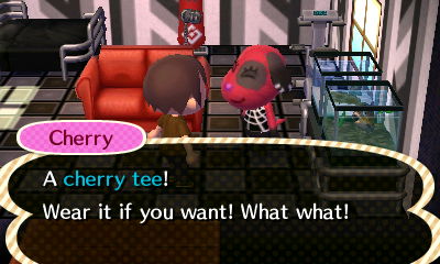 Cherry: A cherry tee! Wear it if you want! What what!