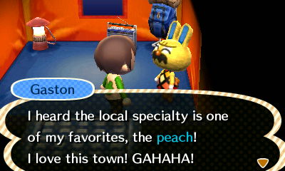 Gaston, at the campsite: I heard the local specialty is one of my favorites, the peach! I love this town! GAHAHA!