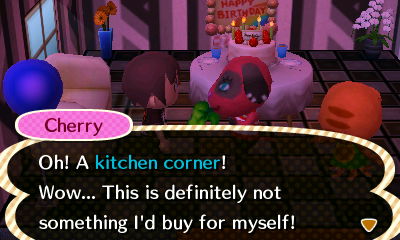 Cherry: Oh! A kitchen corner! Wow... This is definitely not something I'd buy for myself!