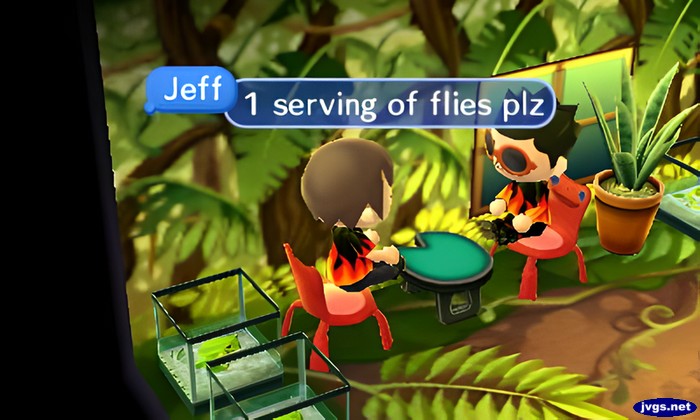Jeff, in a froggy room: One serving of flies, please.
