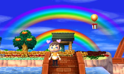 A double rainbow over my zen bell. A balloon present can also be seen.