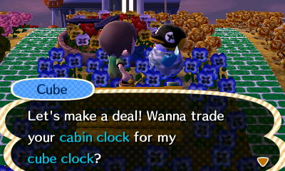 Cube: Let's make a deal! Wanna trade your cabin clock for my cube clock?