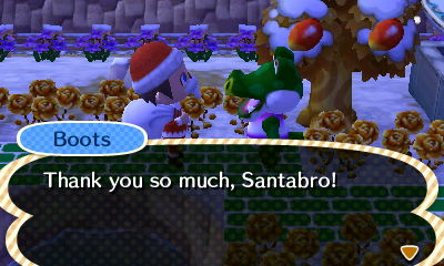 Boots: Thank you so much, Santabro!