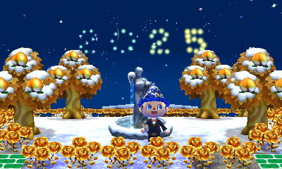 Enjoying the 2025 fireworks in ACNL.